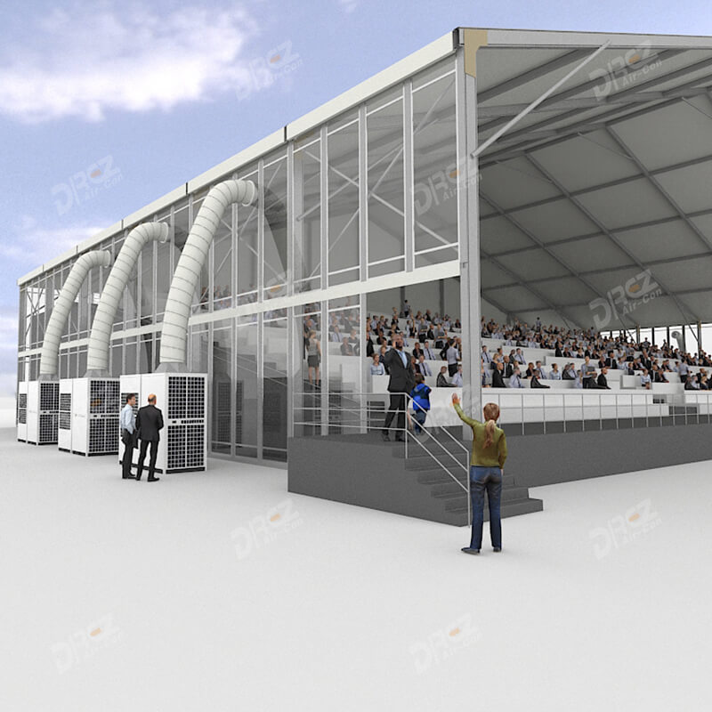 Air-conditioning solutions for outdoor exhibition tents